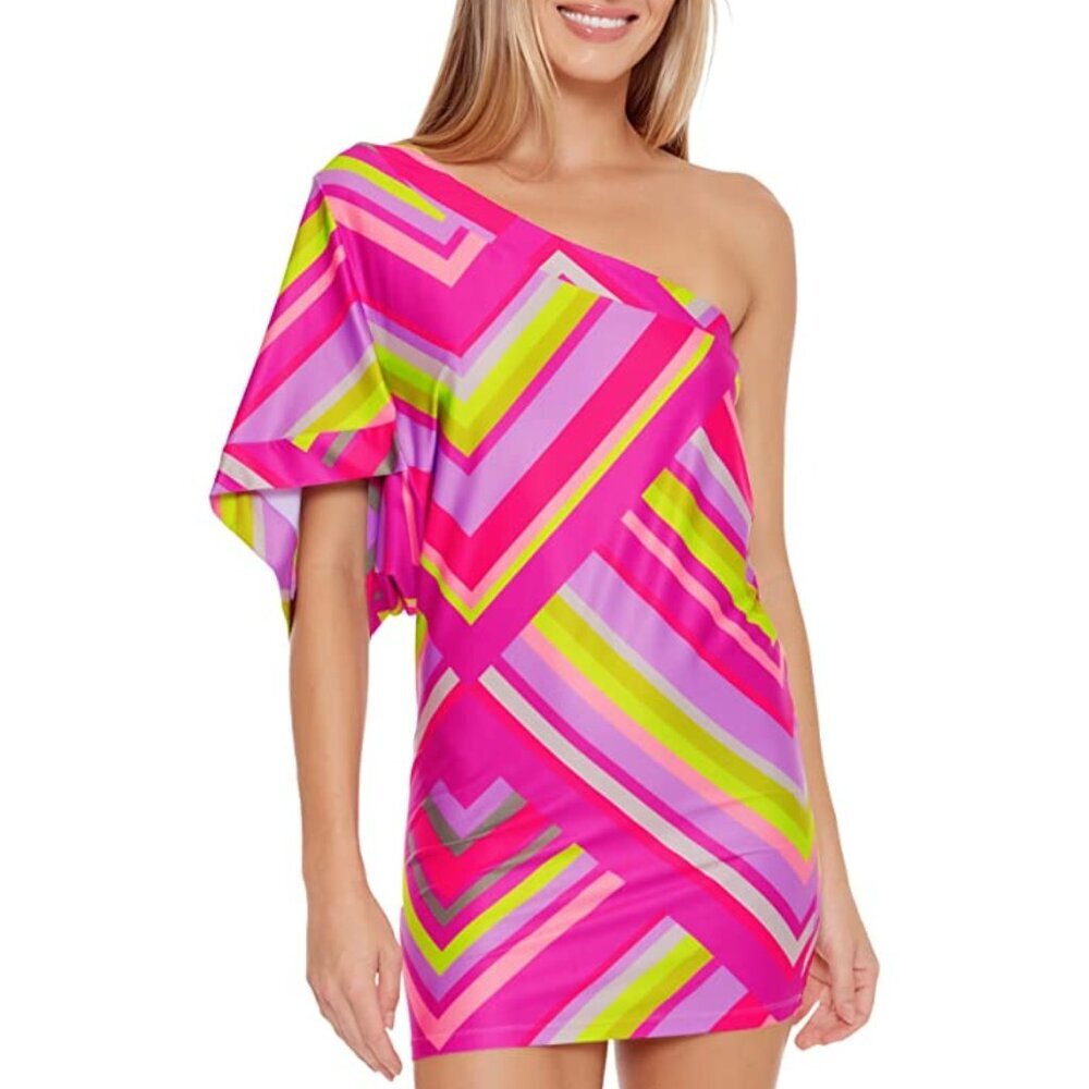 NWT Trina Turk Waltz One Shoulder Tunic Cover Up Dress XL